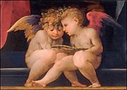 Tronende Madonna met kind en heiligen (detail)