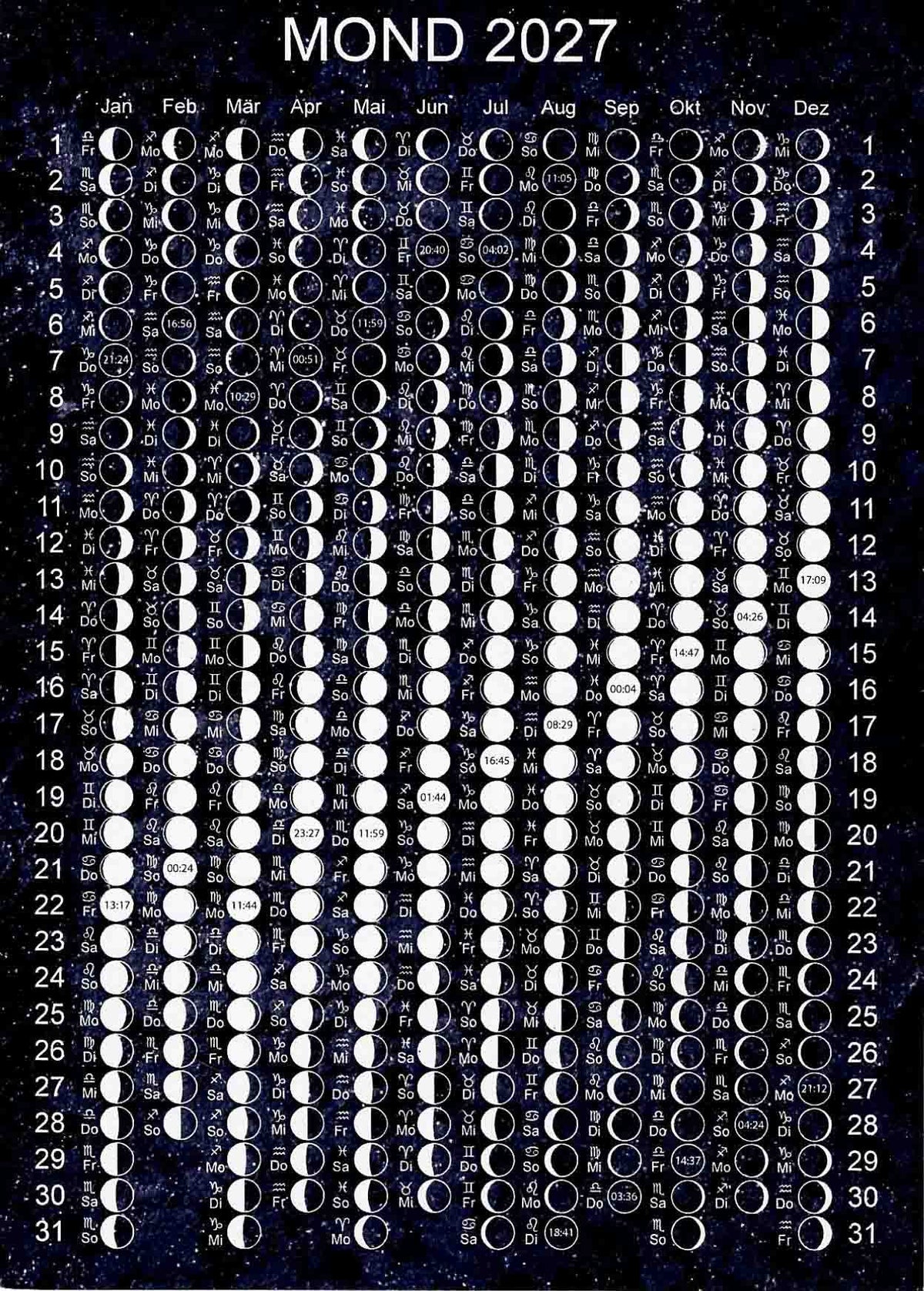 A6 Maankalender 2027