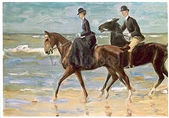 Ruiters op het strand