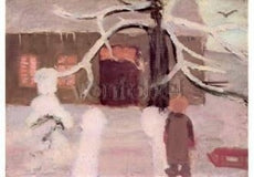 Jongen in de sneeuw - Postkaart