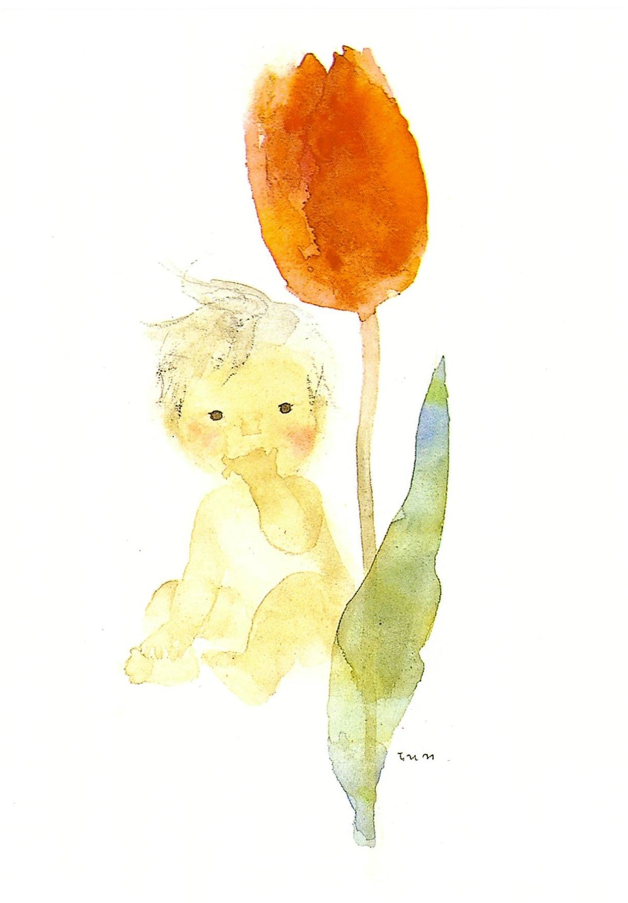 Tulpe und Baby - Postkarte