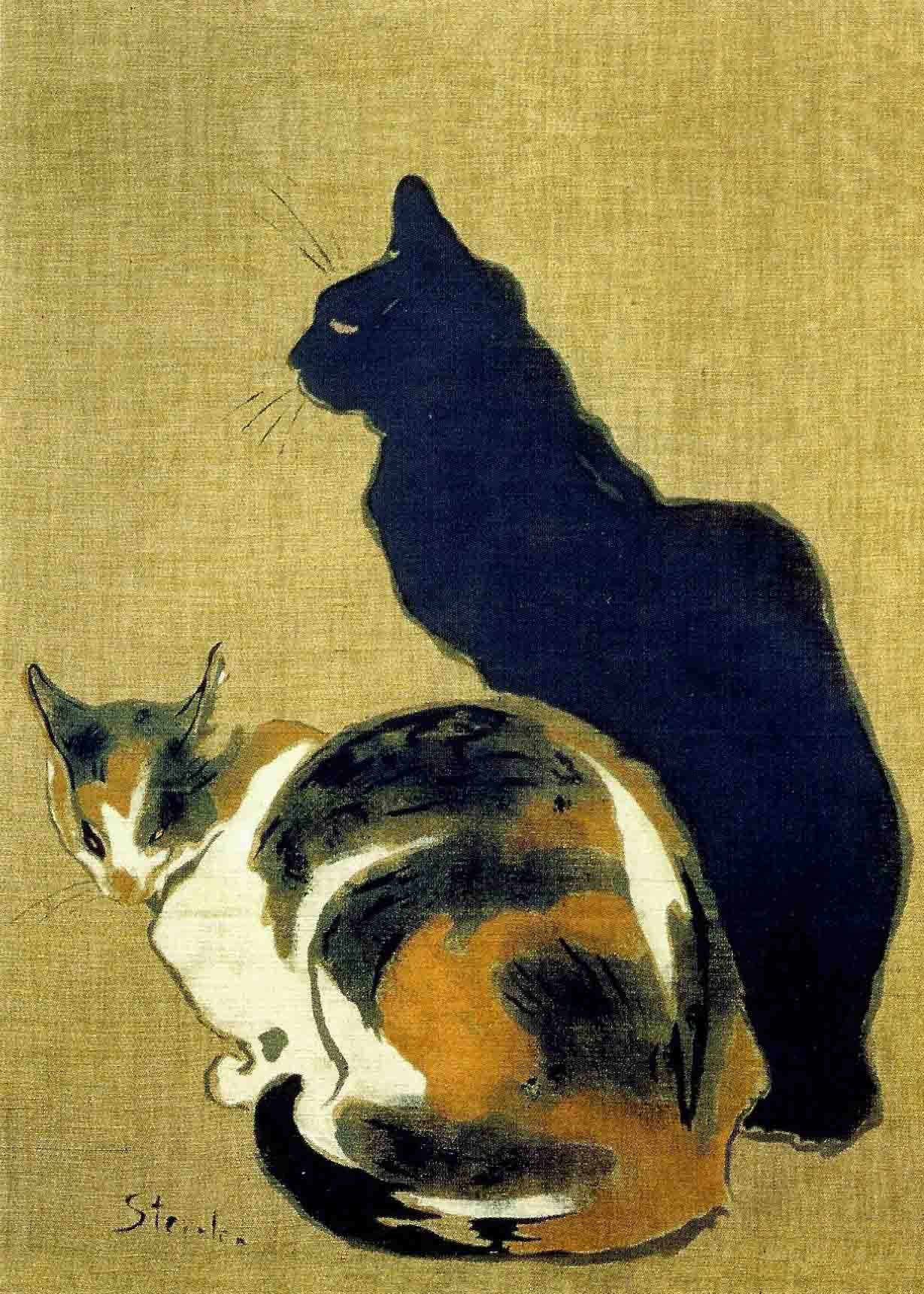 Zwei Katzen - Théophile Steinlen