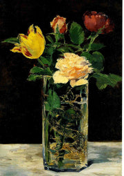Rozen en tulpen in een vaas (detail)