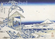 Theehuis in Koishikawa, 's morgens in de sneeuw