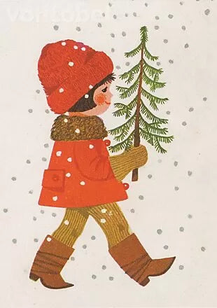 Meisje met kerstboom
