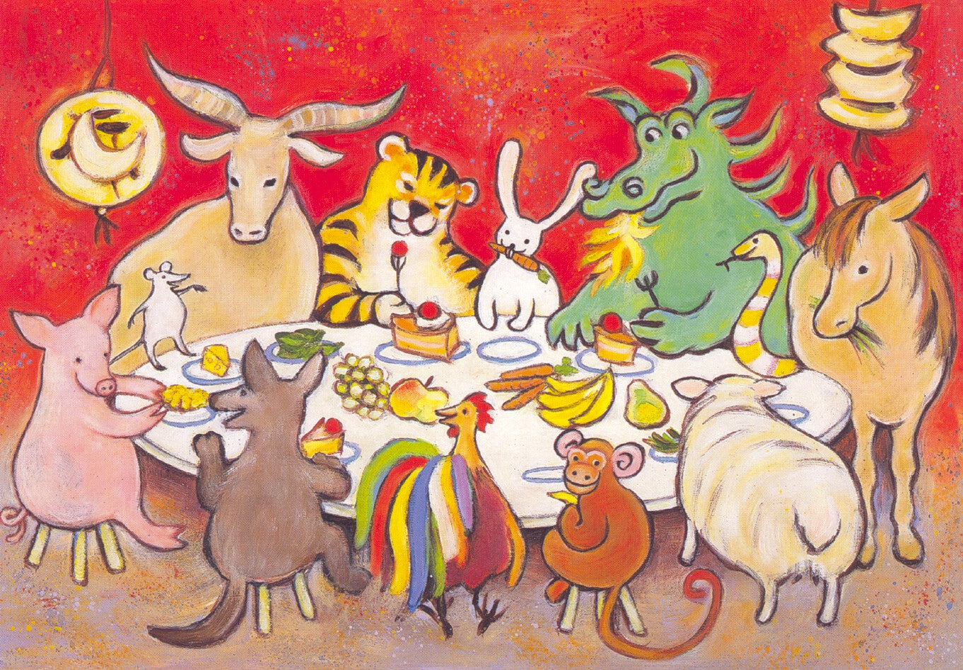 Chinese dierenriem aan tafel - Postkaart