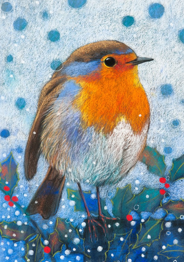 Roodborst met hulst