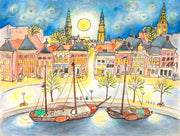 Maannacht over Groningen