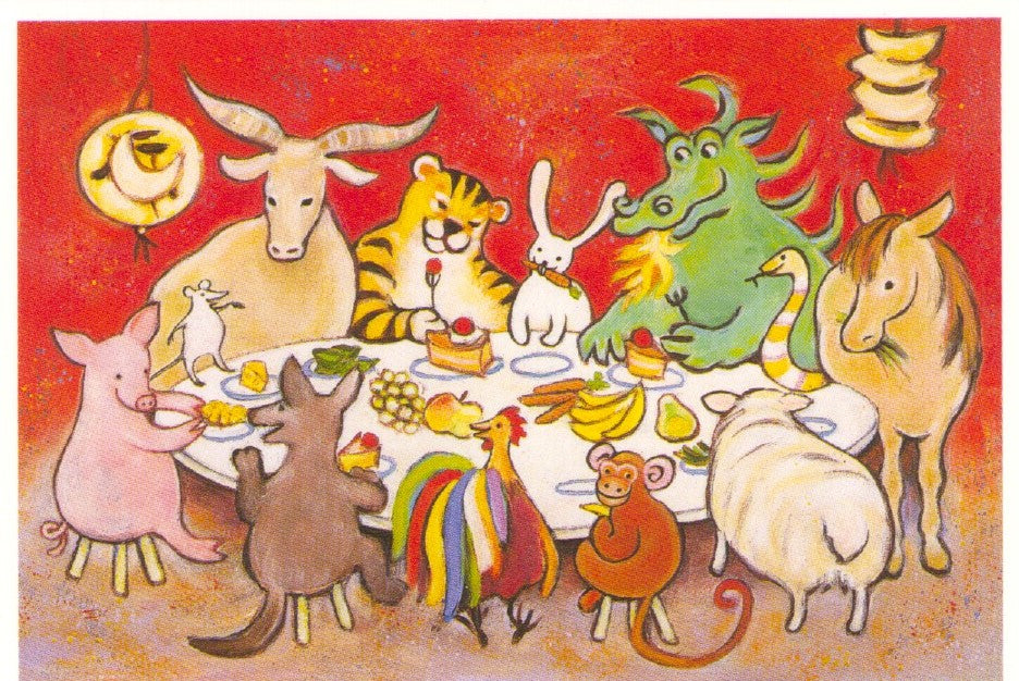 Chinese dierenriem aan tafel - Geschenkkaartje