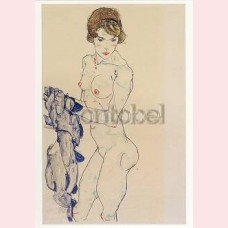 Female nude with blue cloth