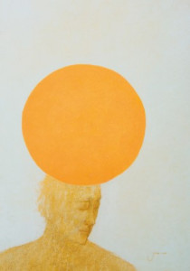 Die Sonne schlagt auf Jonas Kopf