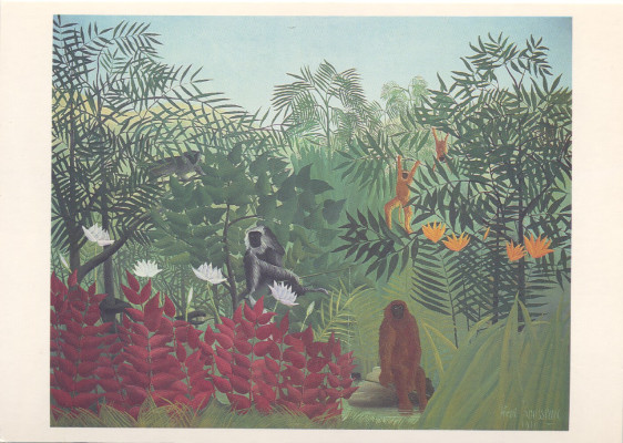 Tropical forest with monkeys