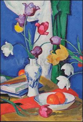 Tulpen und Früchte