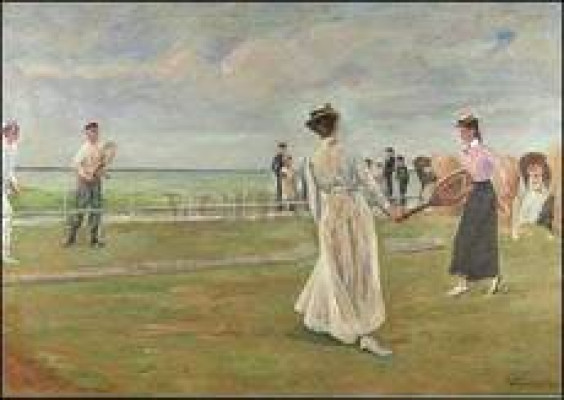 Tennisspieler am Meer