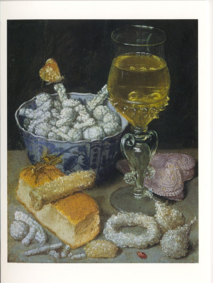 Stilleben mit Brot und Zuckerwerk