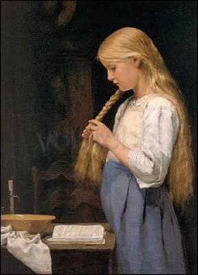 Mädchen, die Haare flechtend