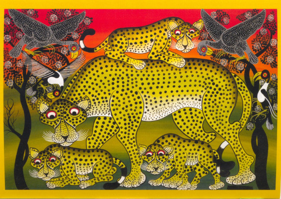 Leopard und Welpen