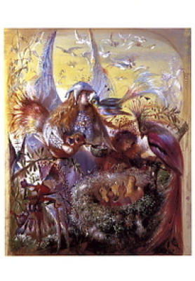Fairies round a bird's nest