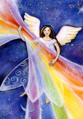 Regenbogenengel - Postkarte