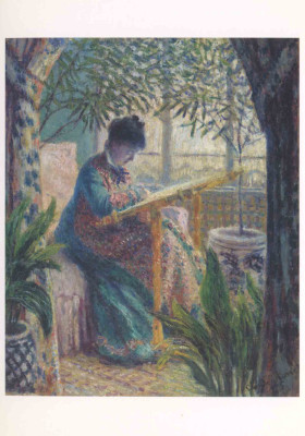 Madame Monet embroidering